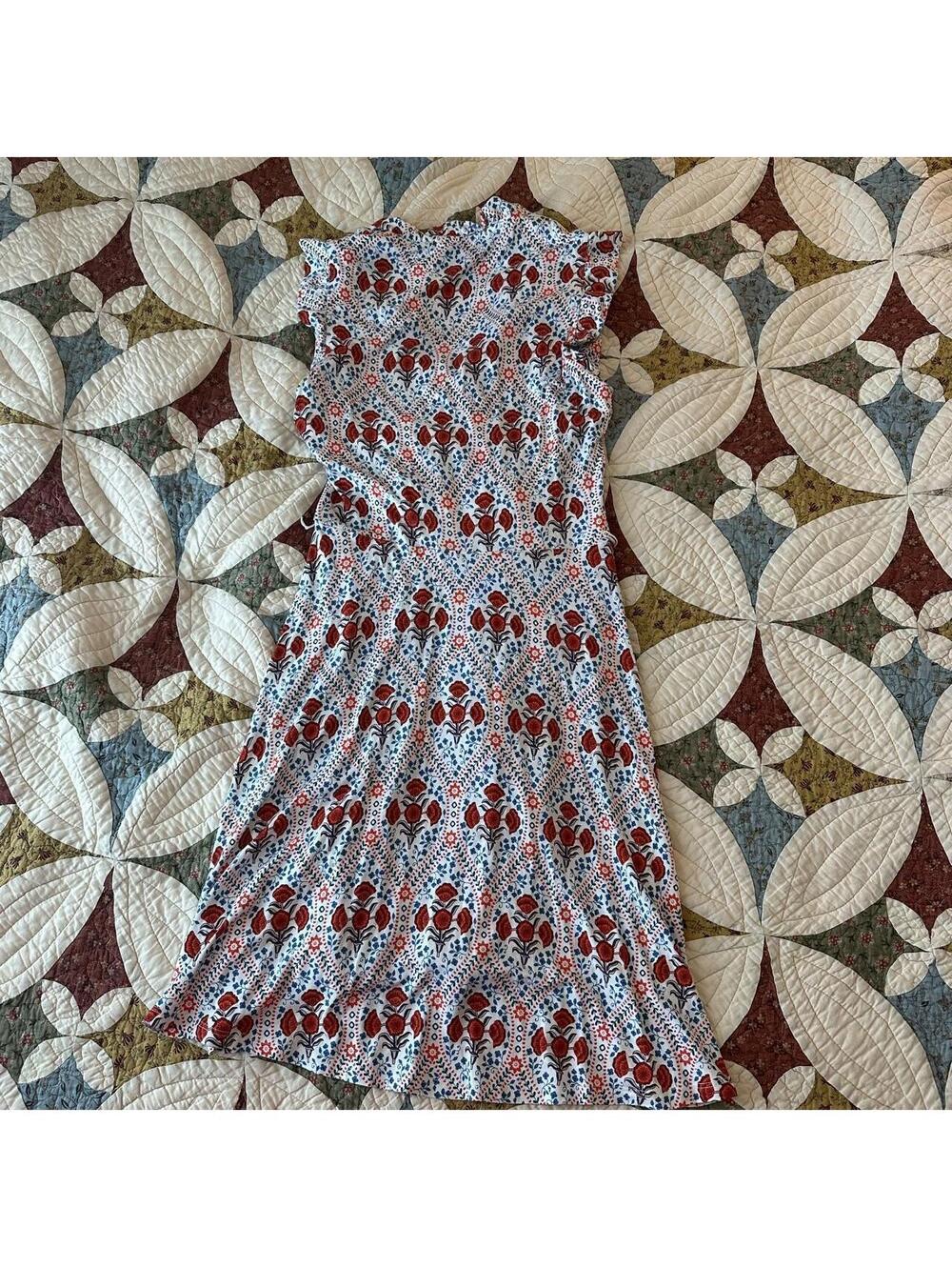 Boden Poppy Bloom Floral Ruffle Trim Faux Wrap Dress size 2 cottagecore cute - Picture 8 of 8
